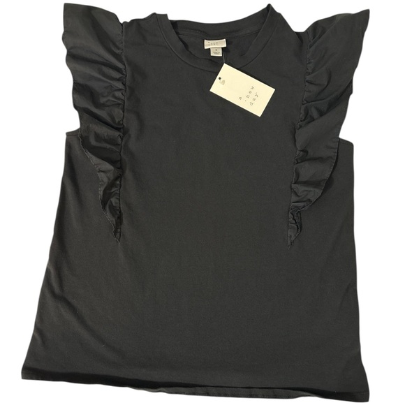 A New Day Black Ruffle Sleeve Blouse Size Small NWT - Picture 5 of 9
